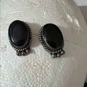 Elegant Black Silver Earrings 925